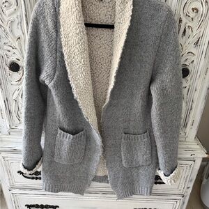 Lulu's Gray and Cream Cardigan Sweater
